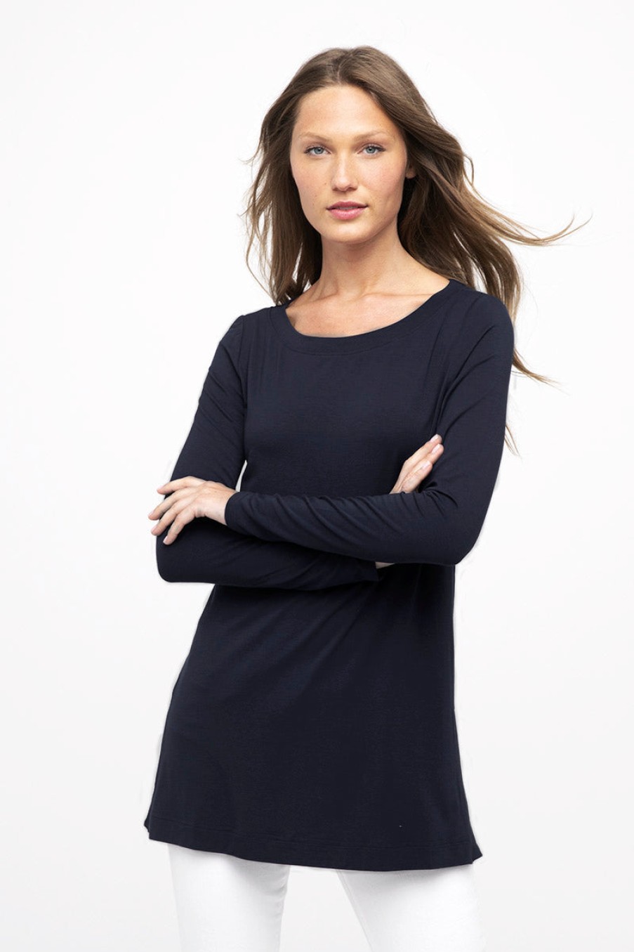 Online Kinross Cashmere Bamboo Boatneck Tunic Black