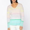 Clearance Kinross Cashmere Striped Easy Vee