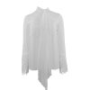 New THEO The Label Idalia Lace Trim Blouse Ivory