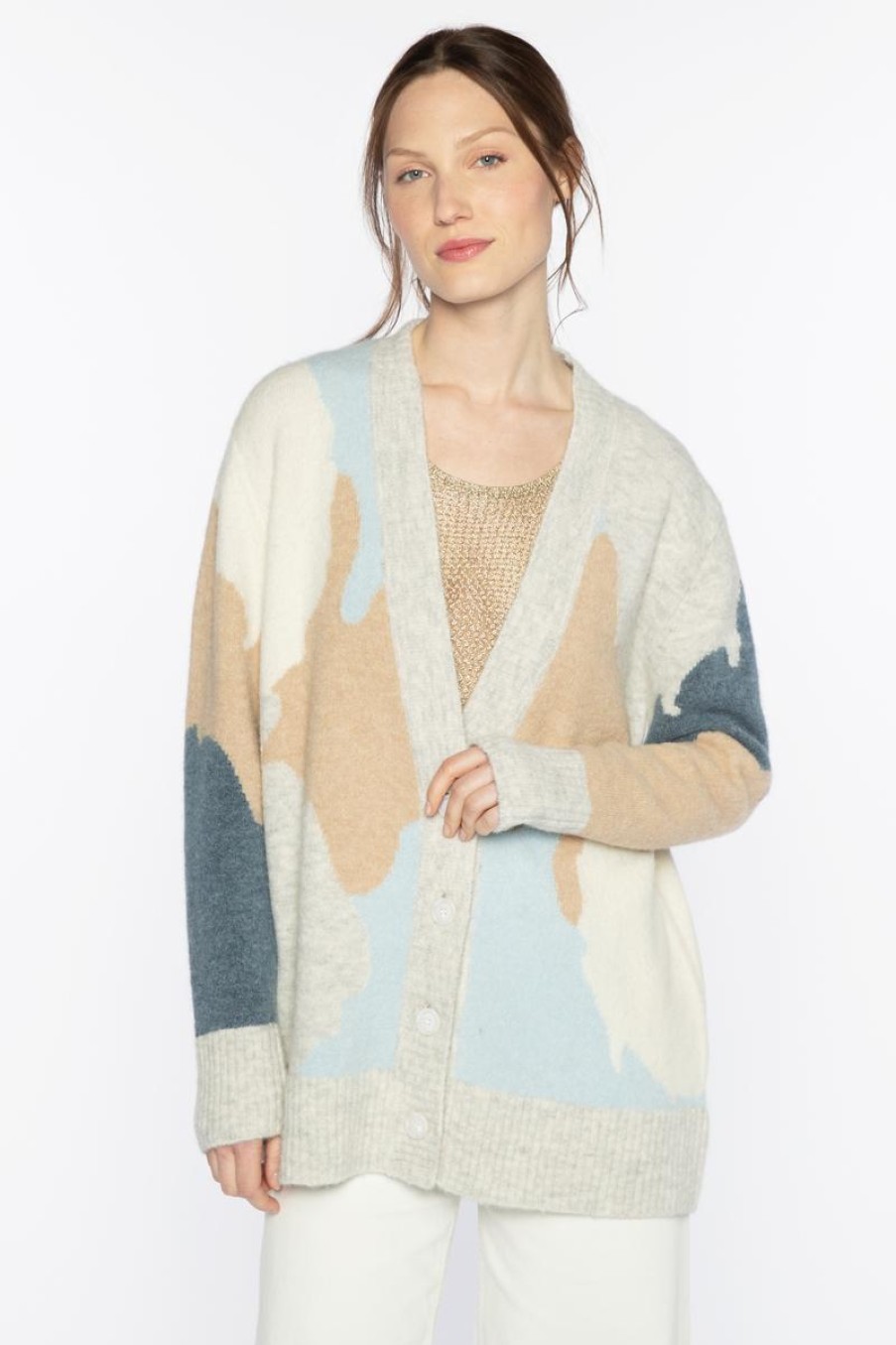 Online Kinross Cashmere Lofty Intarsia Cardigan