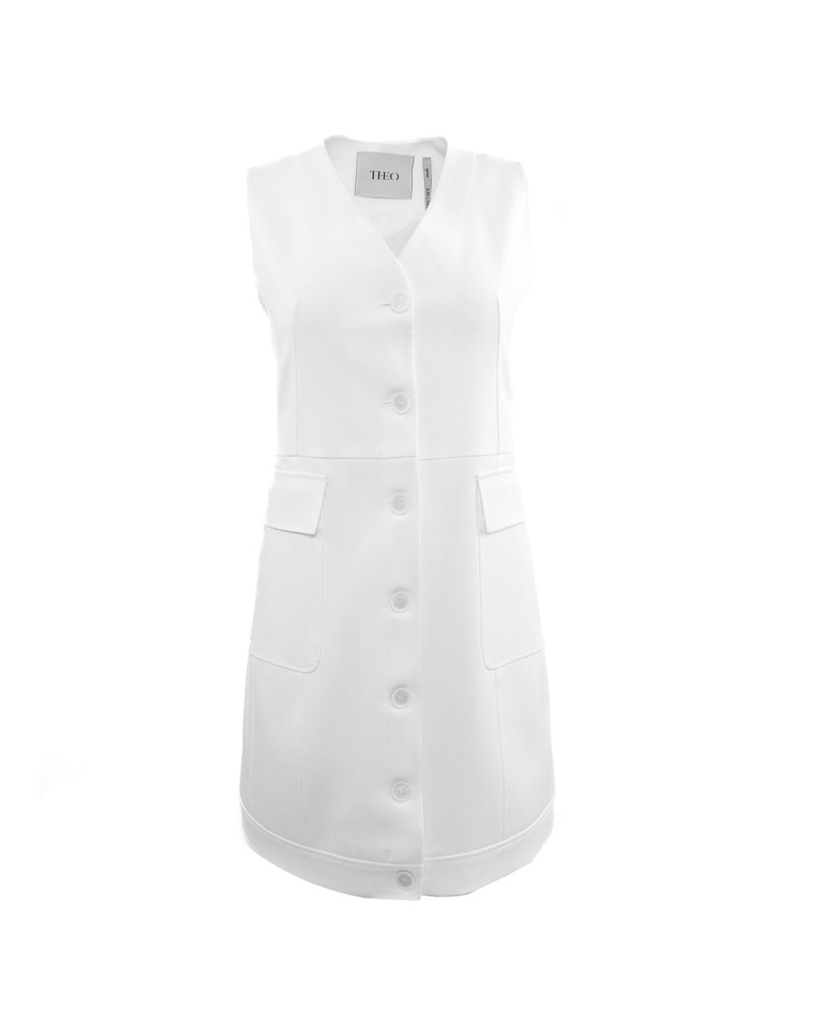 Clearance THEO The Label Hestia Vested Pocket Dress Ivory