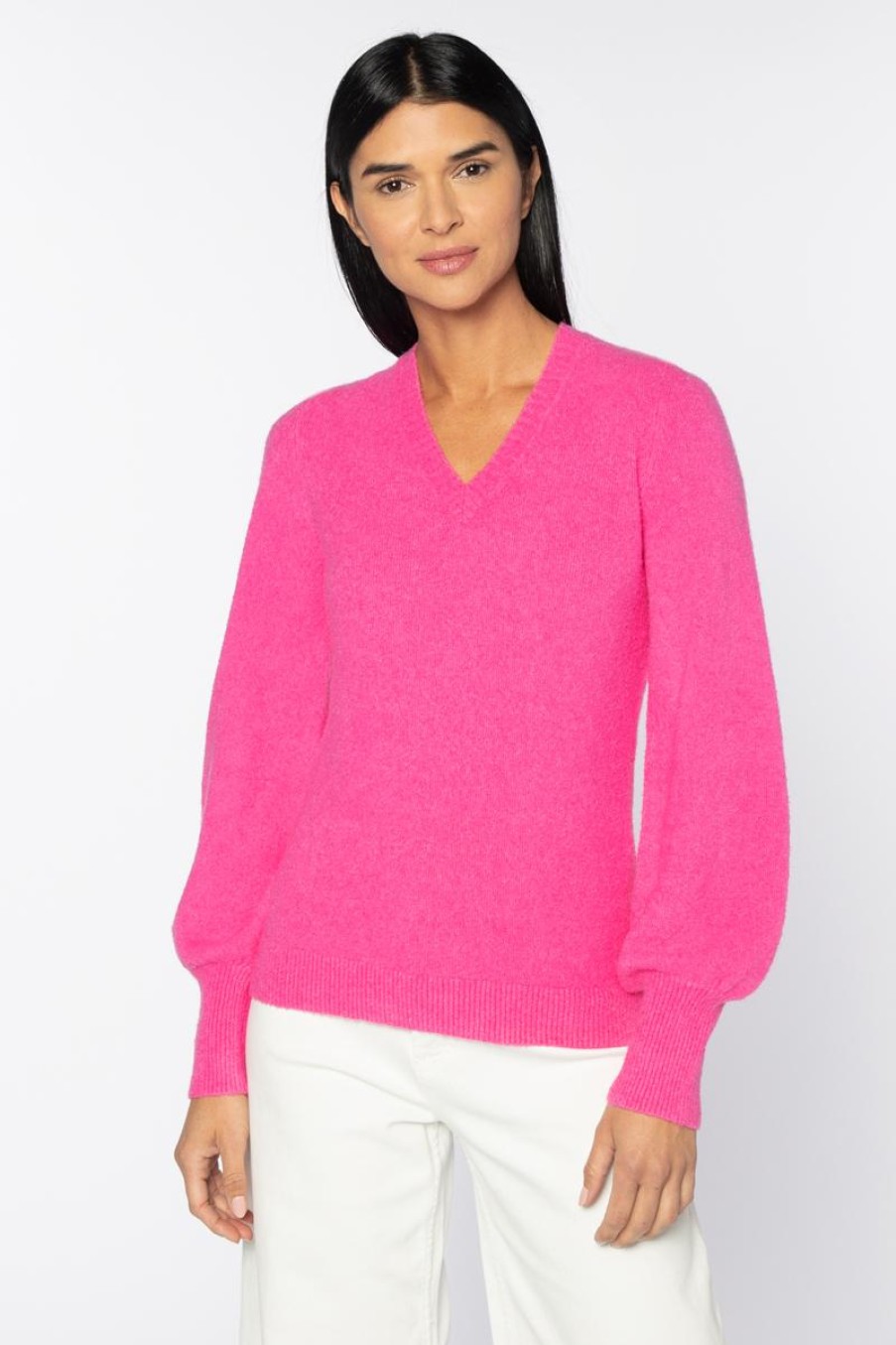 Clearance Kinross Cashmere Stretch Boucle Vee