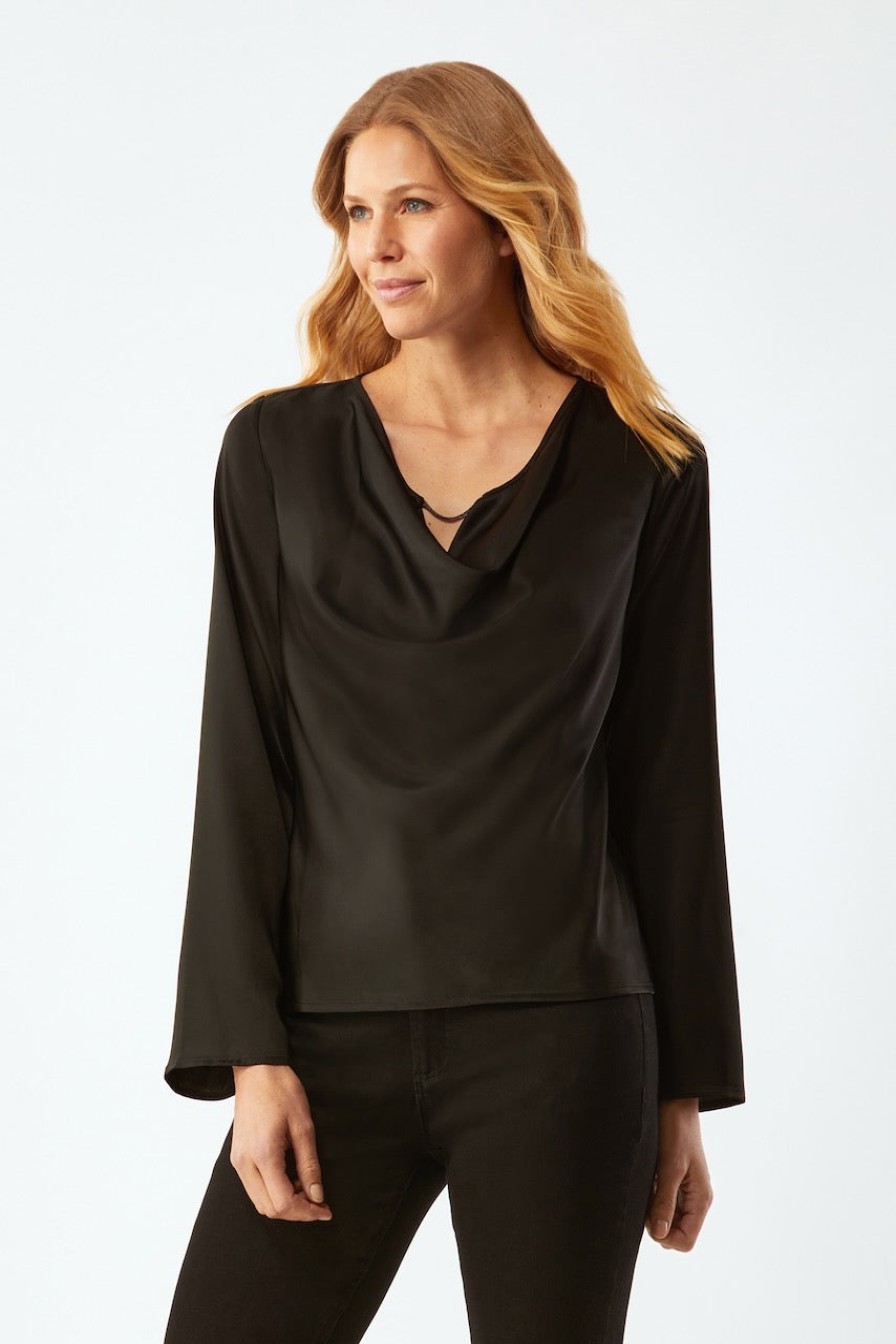 Online Ecru Specialty Store Andrews Draped Blouse Black