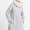 Clearance Kinross Cashmere Fur Collar Swing Cardigan