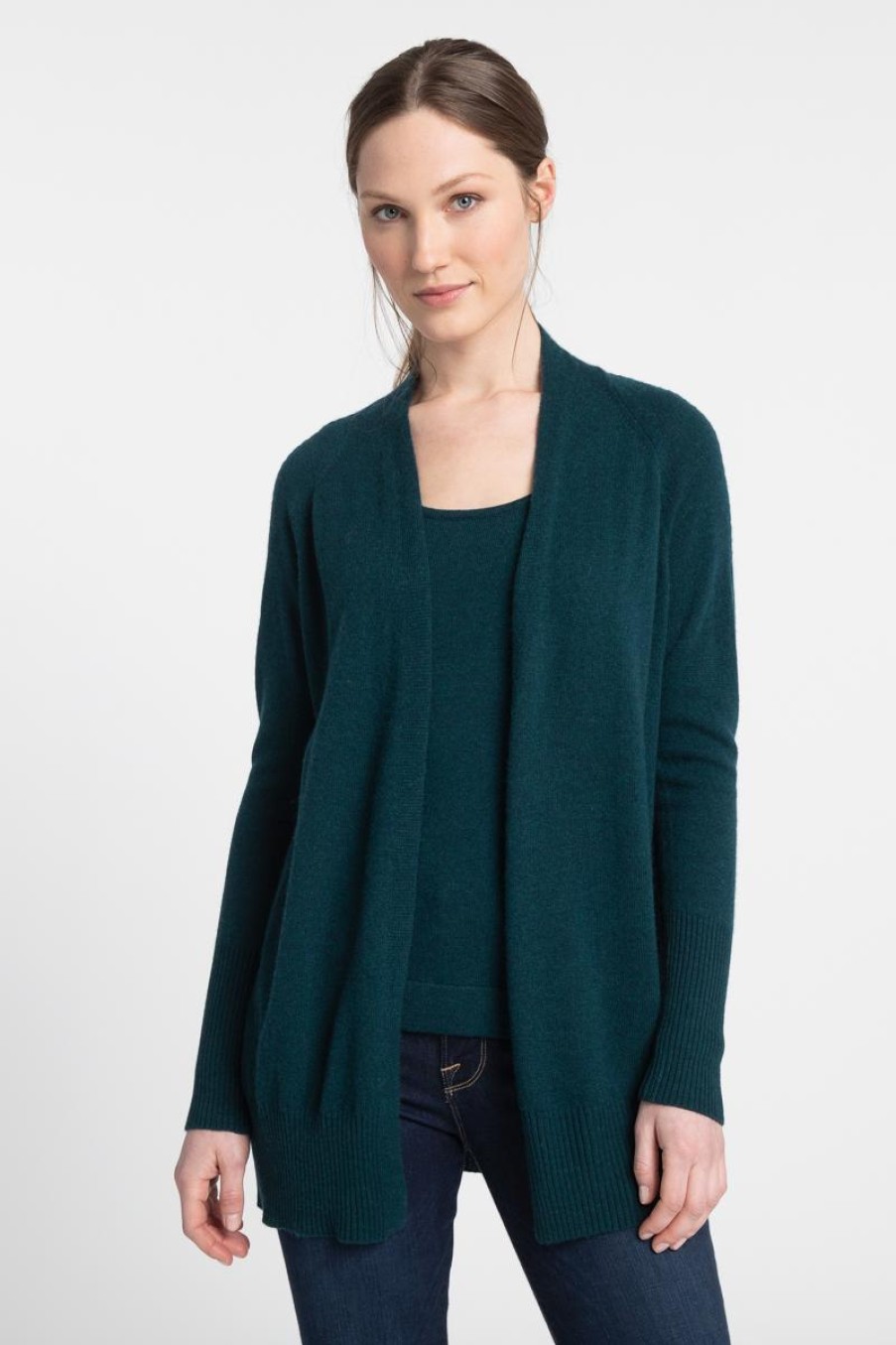 Clearance Kinross Cashmere Rib Detail Cardigan