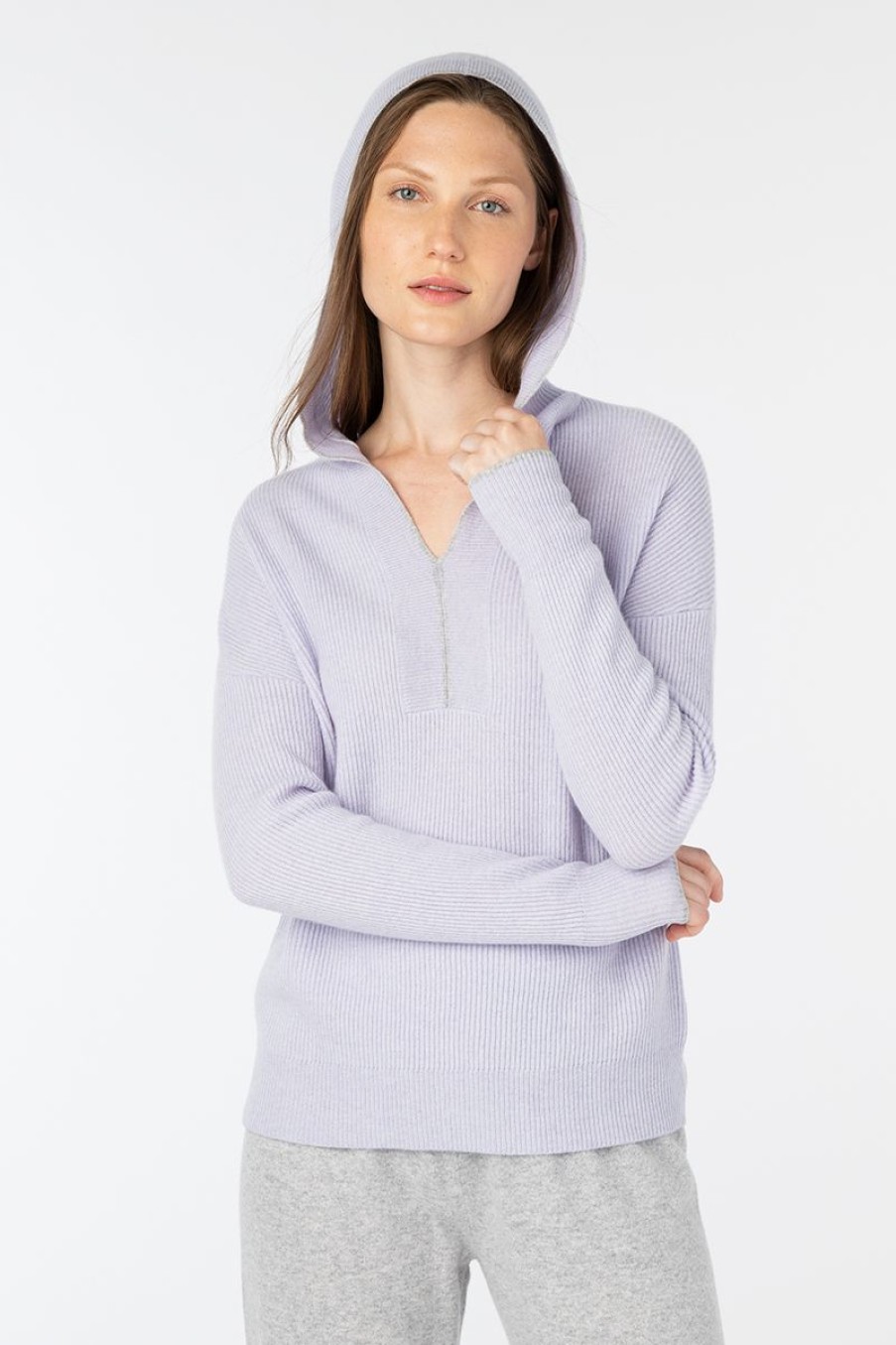 Best Kinross Cashmere Tipped Rib Hoodie