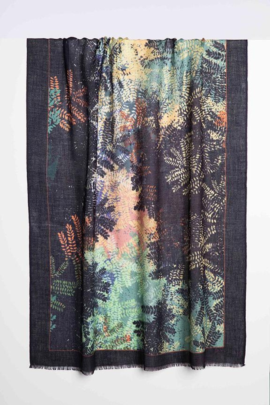 Wholesale Kinross Cashmere Falling Leaves Print Scarf