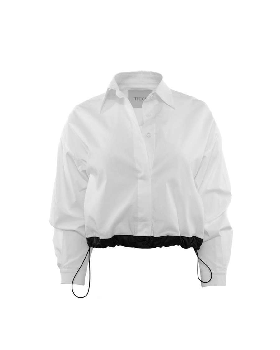 New THEO The Label Echo Cropped Shirt White