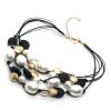 Hot Deborah Grivas Cotton And Glass Pearl With Matte Black Crystal Torsade Necklace