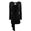 New THEO The Label Kallisto Draped Front Dress Black