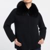 Online Kinross Cashmere Fur Collar Zip Cardigan Black