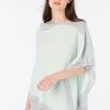 Clearance Kinross Cashmere Contrast Trim Poncho