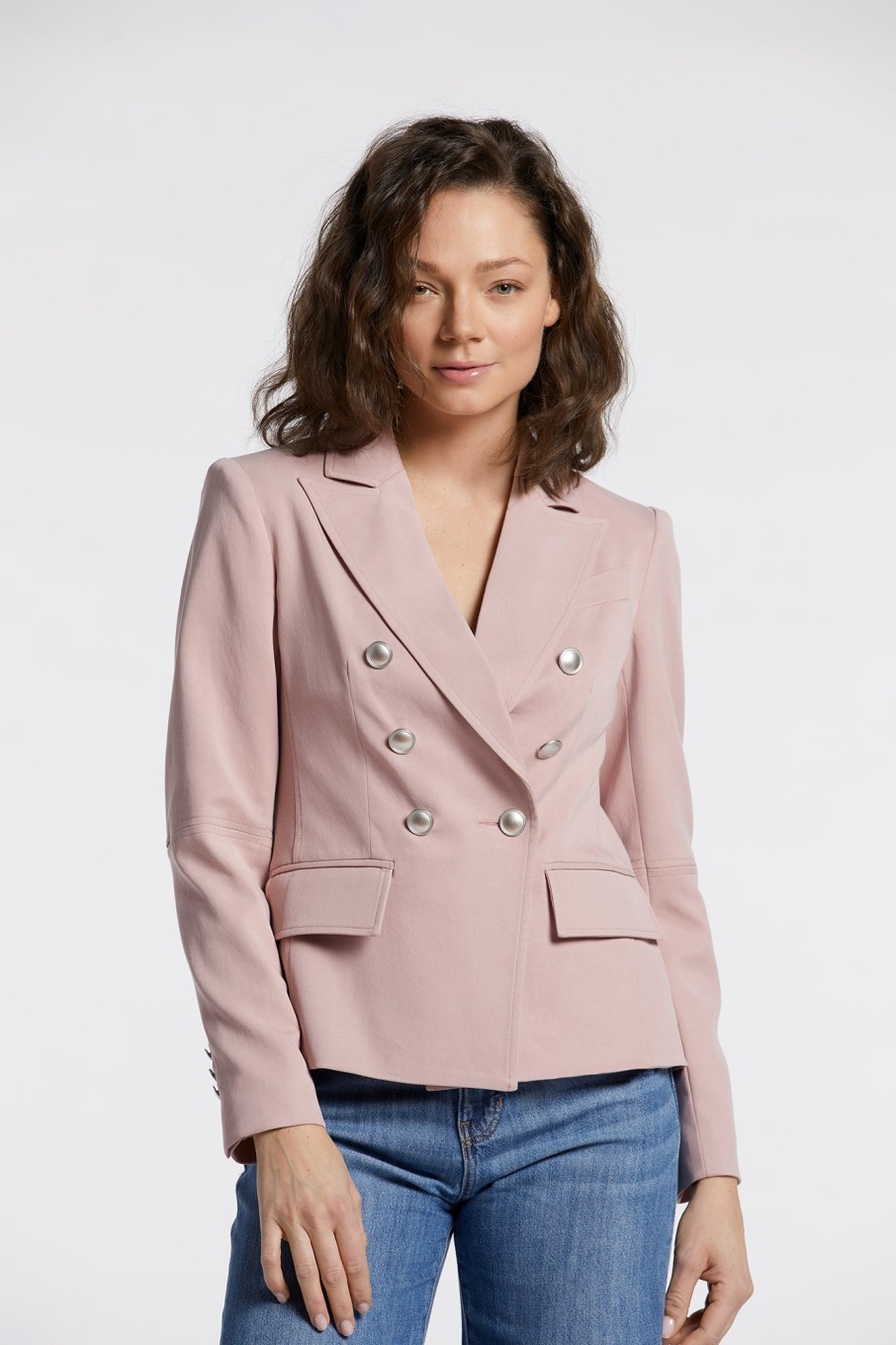 New Adrøit Atelier James Double-Breasted Signature Stretch Blazer Blush