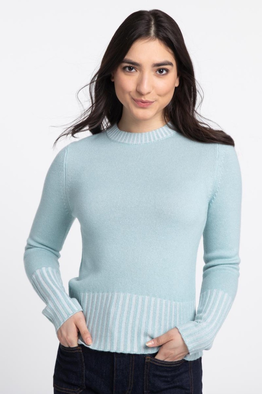 Wholesale Kinross Cashmere Plaited High Rib Crew