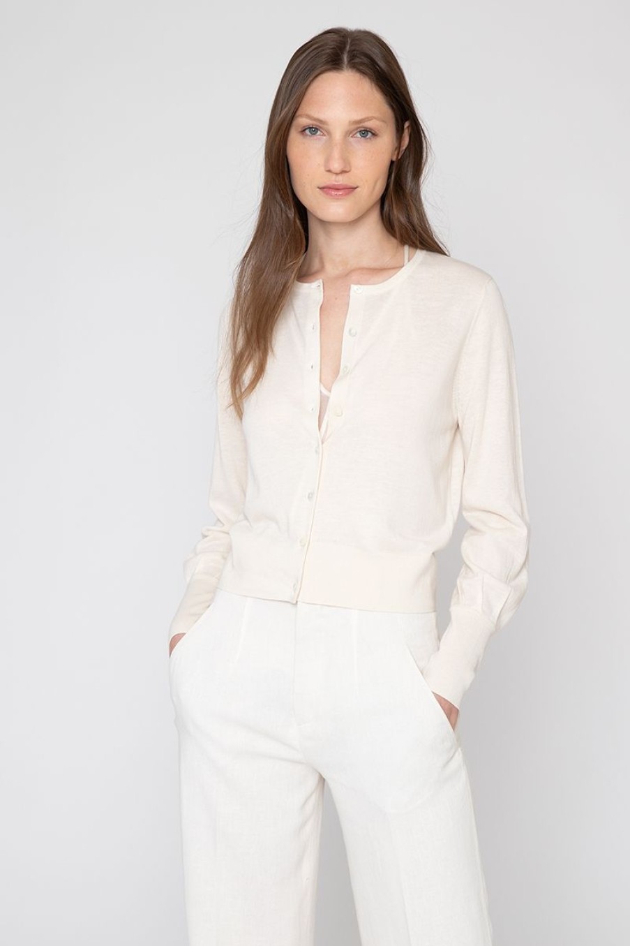 Online Kinross Cashmere Crop Button Cardigan