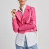 Hot Adrøit Atelier Ninon Short Vegan Leather Open Front Jacket Fuchsia