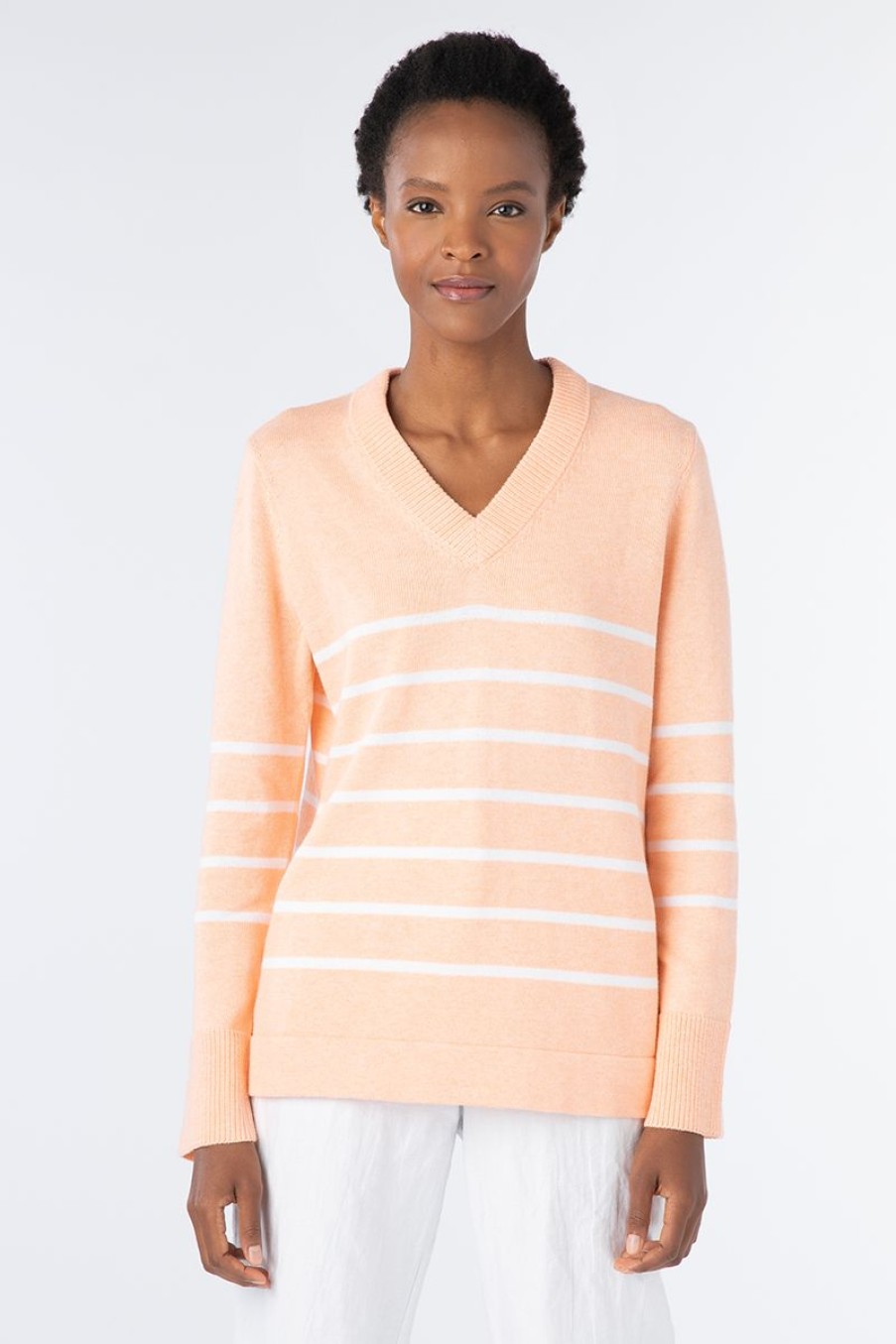 Online Kinross Cashmere Stripe Vee