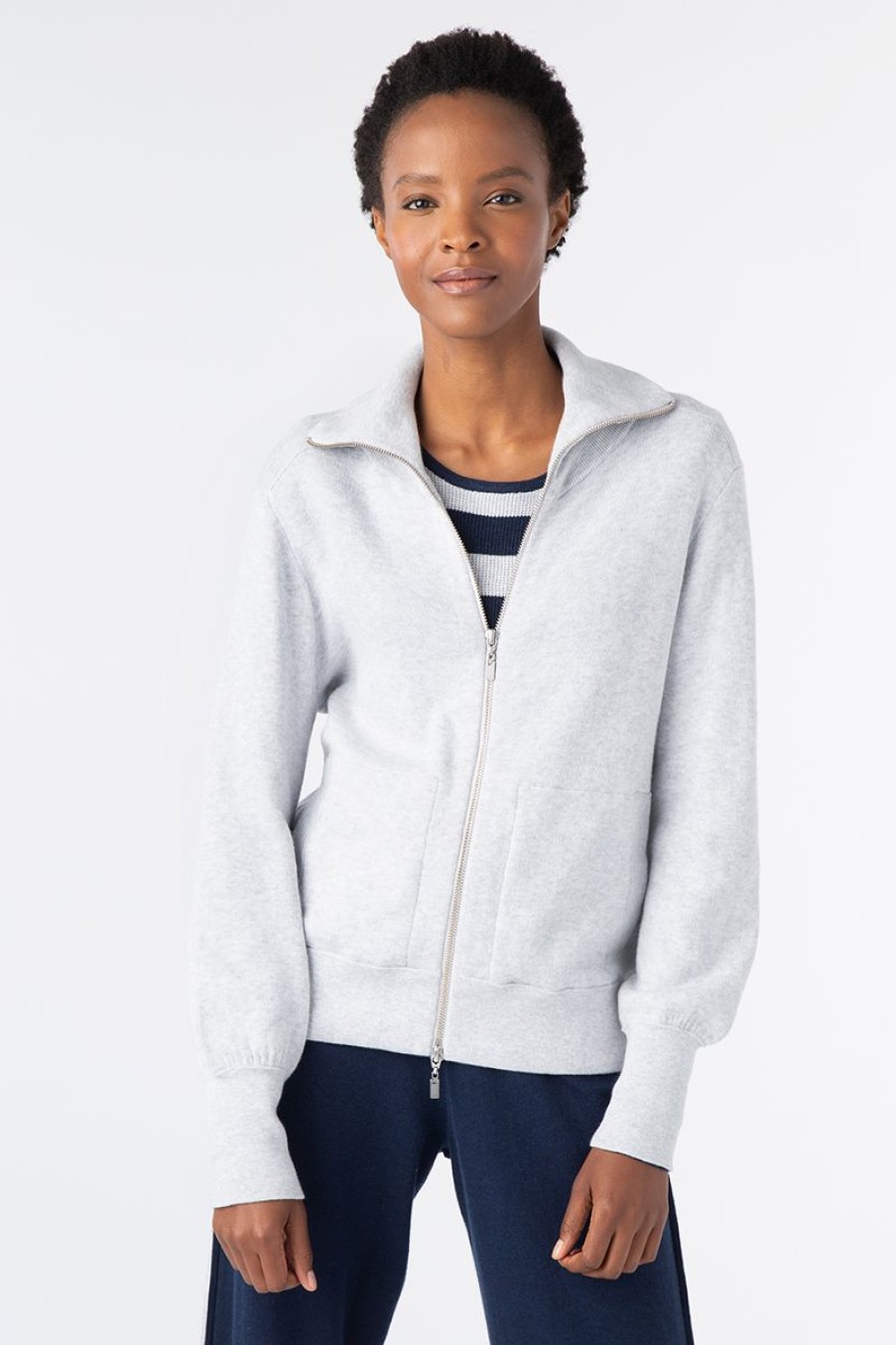 Online Kinross Cashmere Short Zip Collared Cardigan