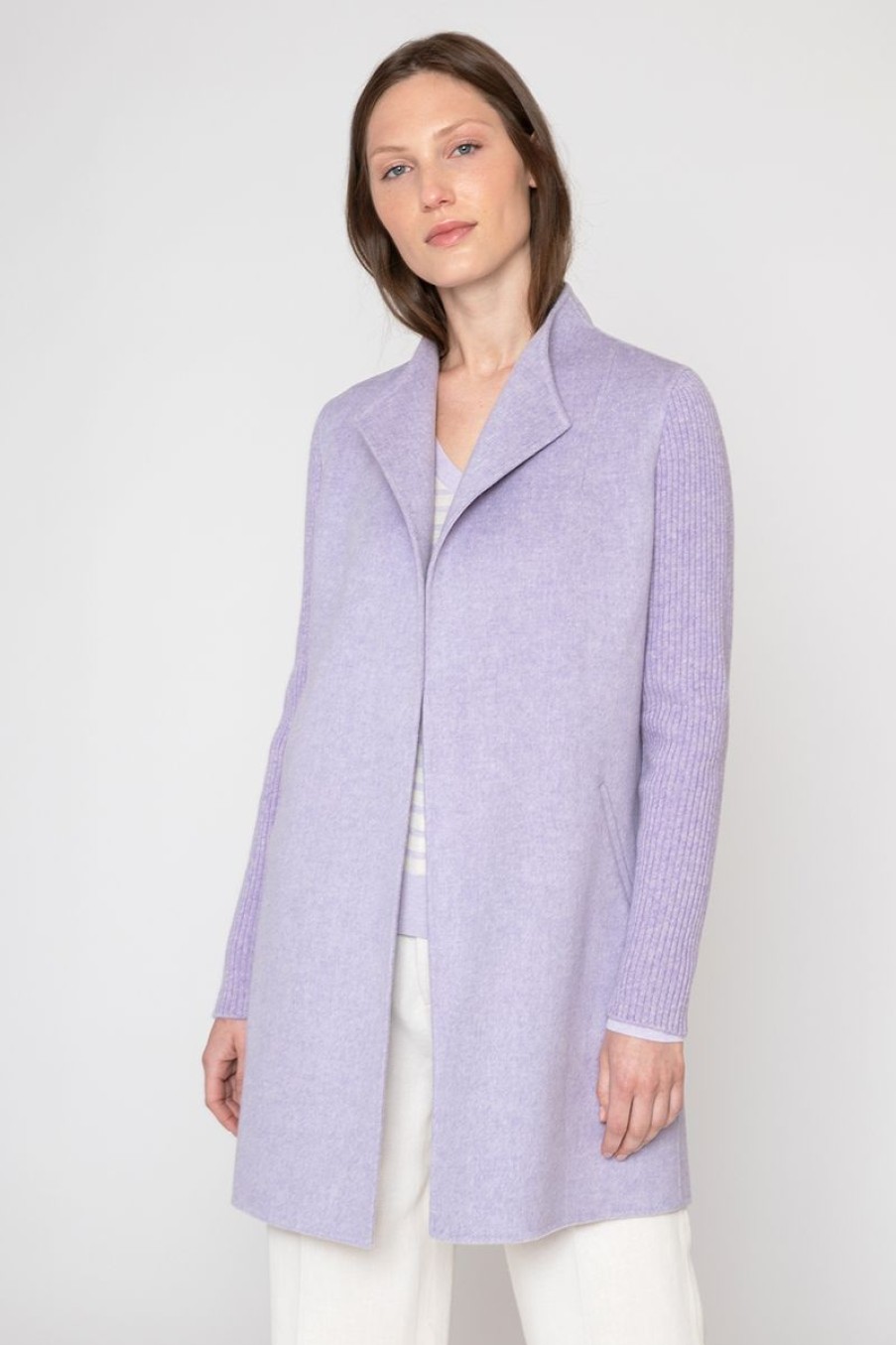 Online Kinross Cashmere Rib Sleeve Coat