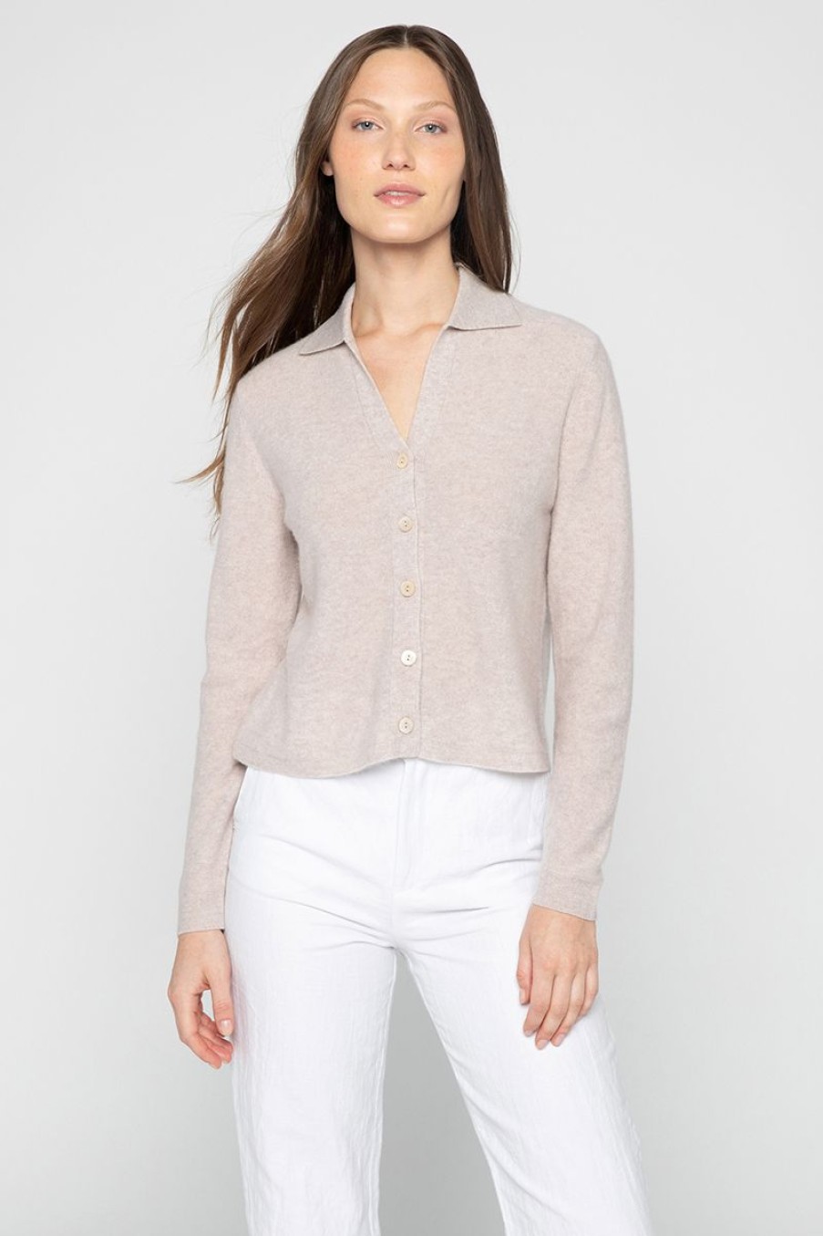 Hot Kinross Cashmere Short Collared Cardigan