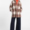 New Kinross Cashmere Plaid Knit Insert Coat Multi