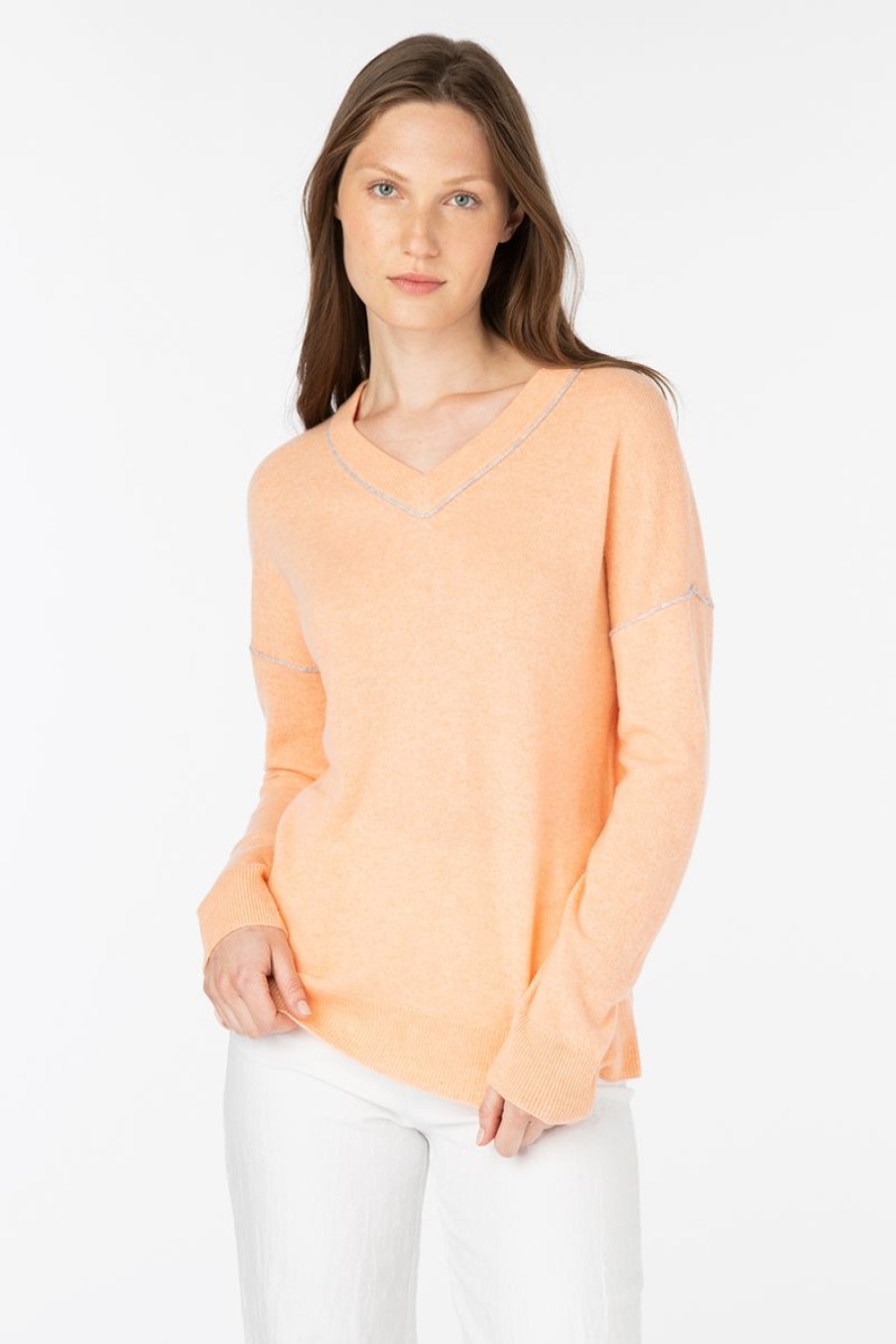 Online Kinross Cashmere Piped Easy Vee