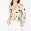 Wholesale Kinross Cashmere Floral Print Crew Multi