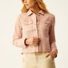 Best Ecru Specialty Store Jean Jacket With Fray Hem - Dusty Rose