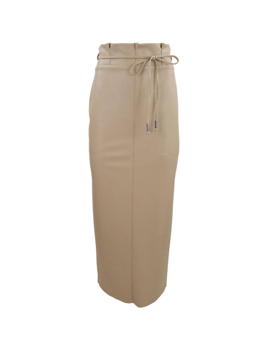 Wholesale THEO The Label Hera V-Leather Skirt Sand