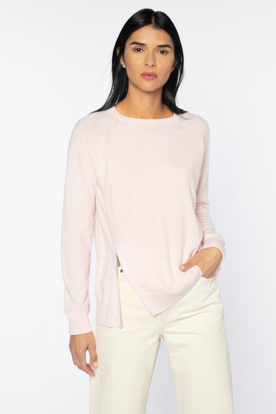 Online Kinross Cashmere Coverstitch Zip Sweatshirt