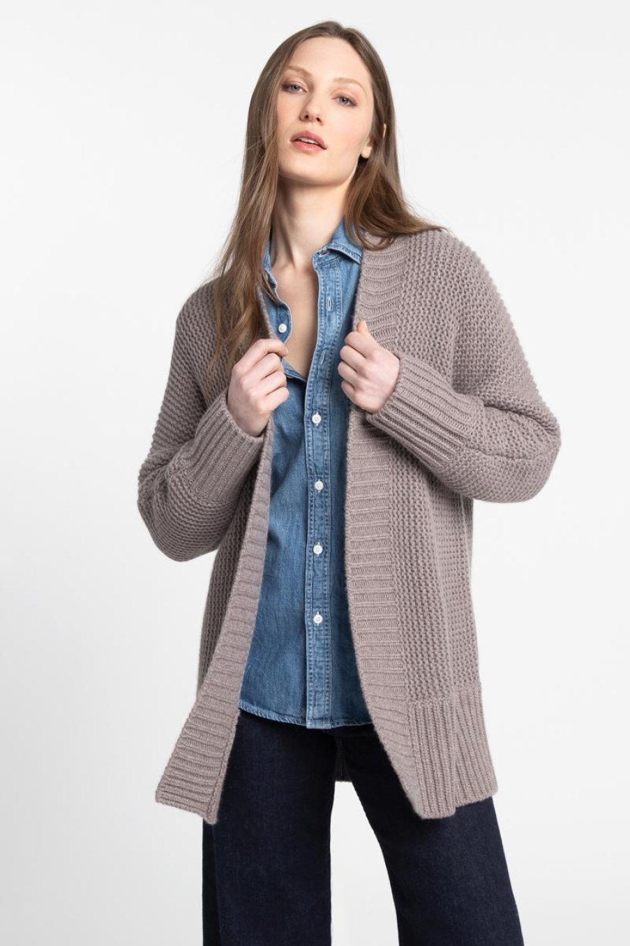 Wholesale Kinross Cashmere Luxe Garter Stitch Cardigan