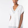 Wholesale Kinross Cashmere Medallion Vee Popover Gris/White