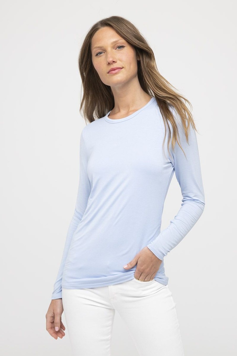 Wholesale Kinross Cashmere Bamboo Long Sleeve Crew