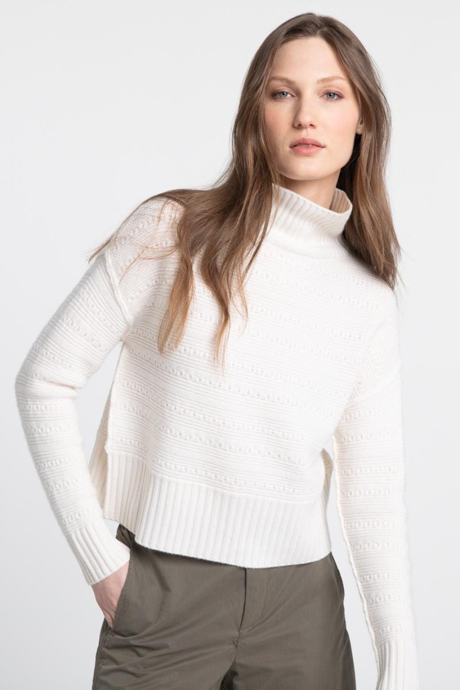 Online Kinross Cashmere Crop Textured Mock