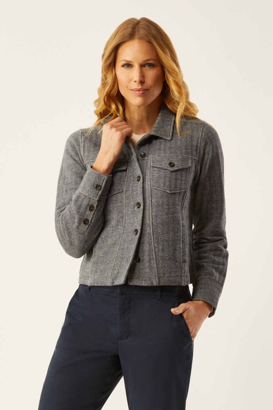 Hot Ecru Specialty Store Terry Jean Jacket Heather Indigo