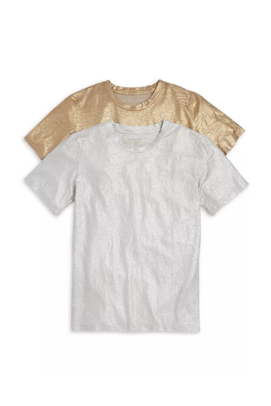 New Majestic Filatures Stretch Linen Metallic 2Pc Short Sleeve T-Shirt Gift Pack Metallic Present