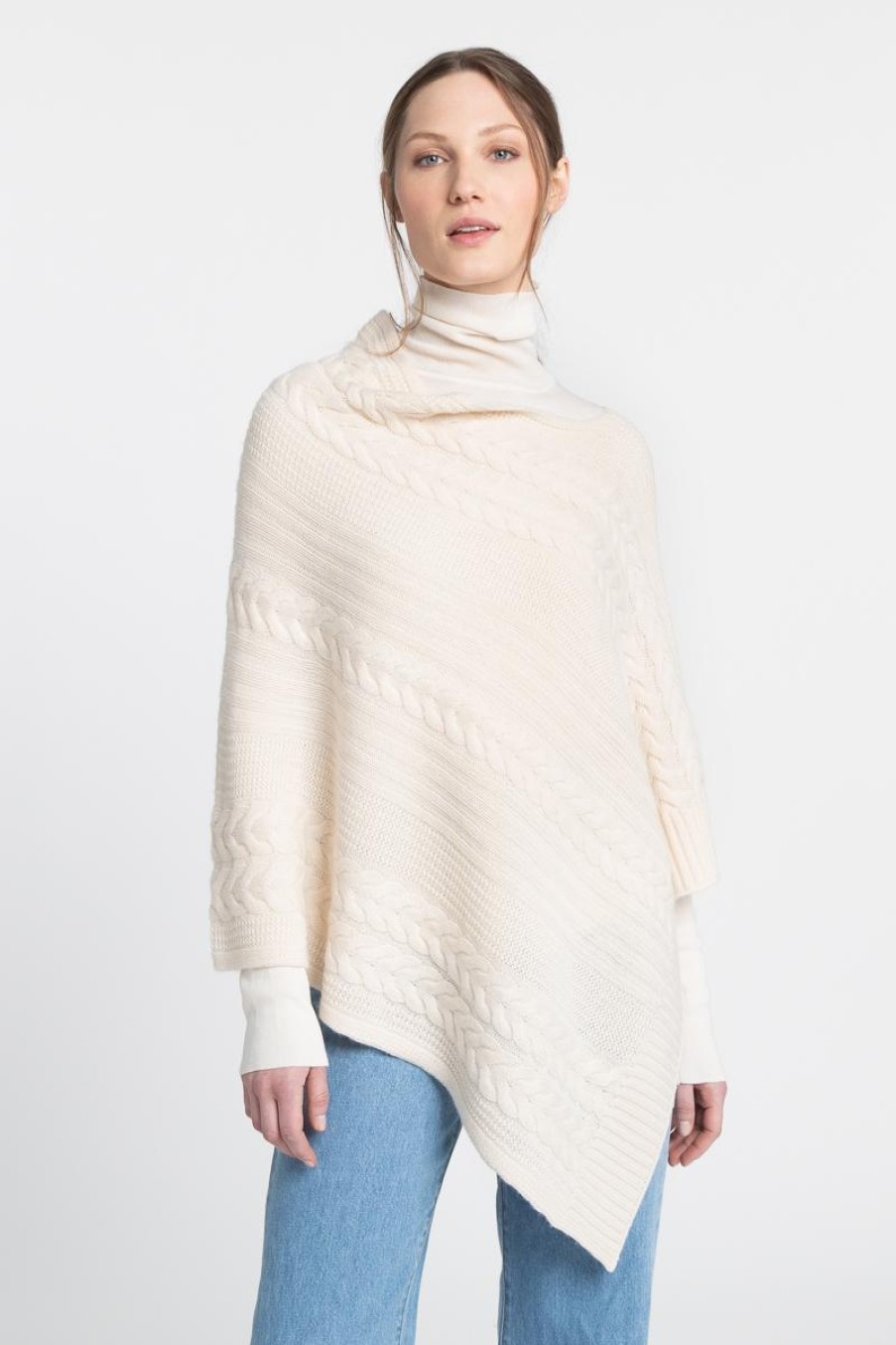 Best Kinross Cashmere Luxe Cable Poncho