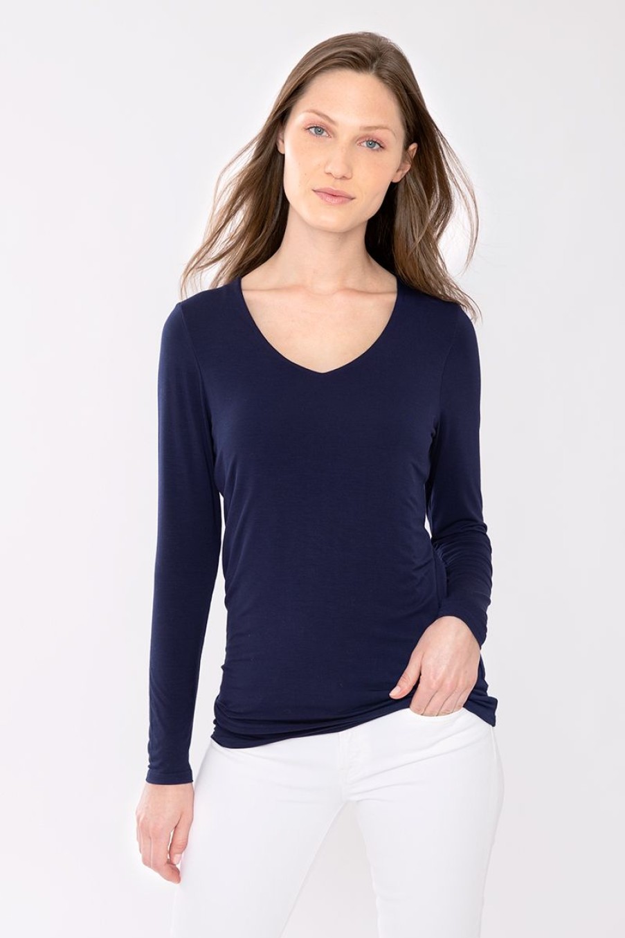 Online Kinross Cashmere Bamboo L/S Vee