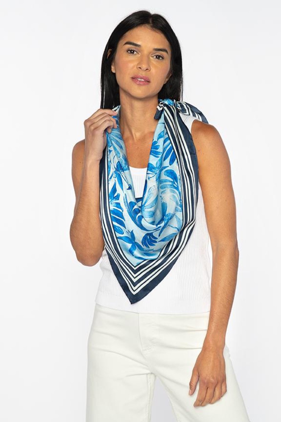 Online Kinross Cashmere Tropical Floral Square Scarf