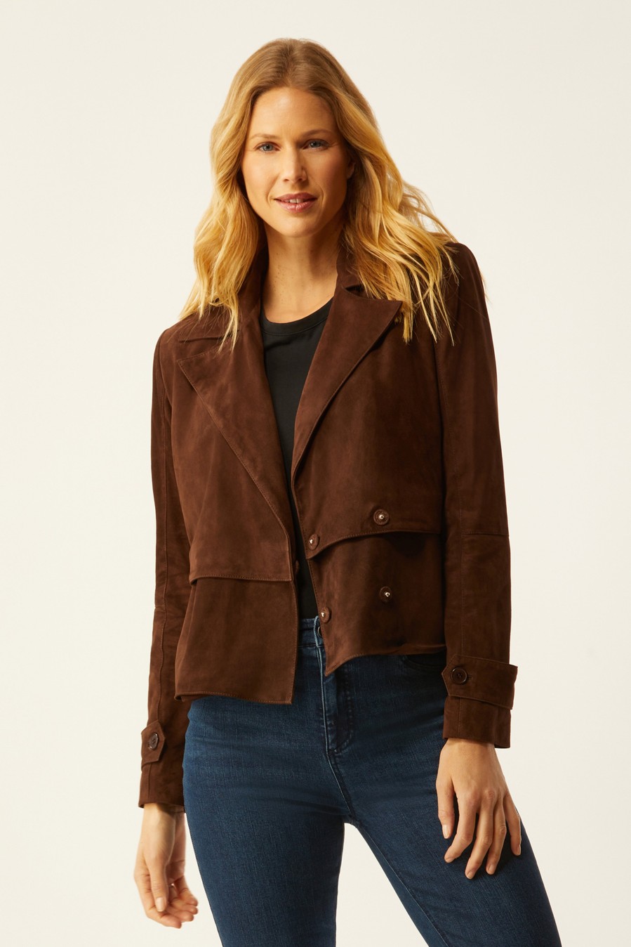 Online Ecru Specialty Store Suede Short Trench