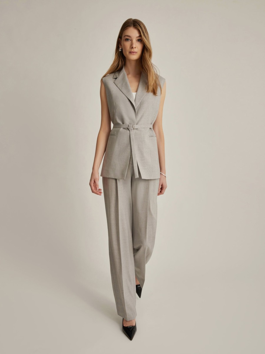 Hot Judith & Charles Chase Pant Light Grey Melange