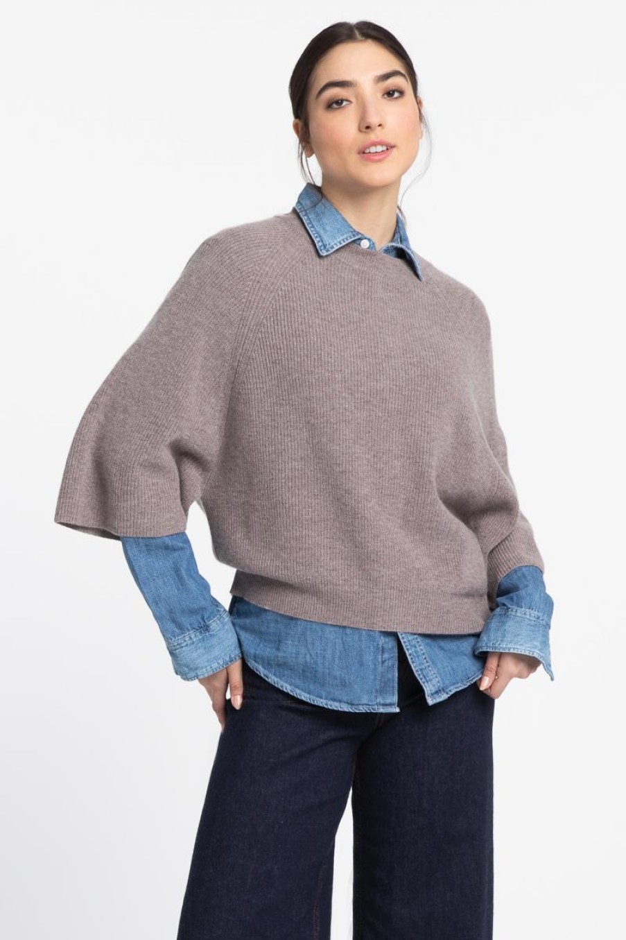 Wholesale Kinross Cashmere Easy Rib Raglan Pullover