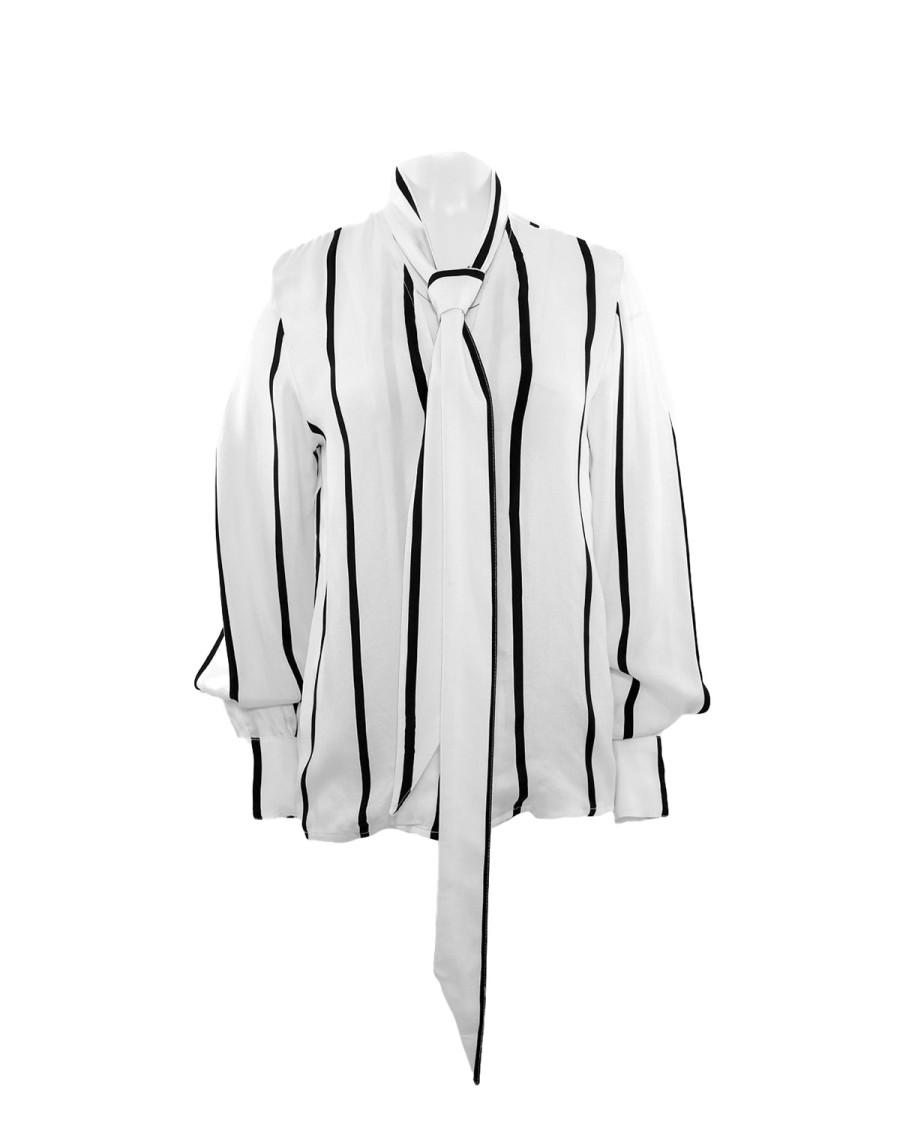 Hot THEO The Label Delia Tie-Front Blouse Ivory/Black