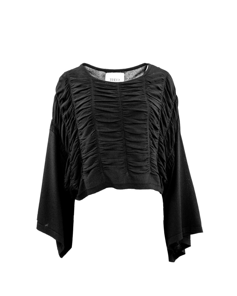 Wholesale THEO The Label Kallisto Ruched Kimono Top Black