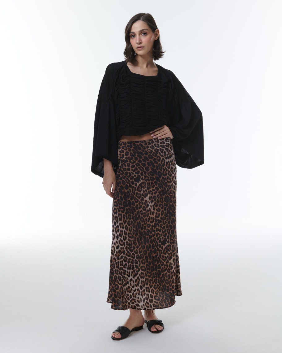 Wholesale THEO The Label Kallisto Ruched Kimono Top Black