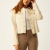 Online Ecru Specialty Store Jean Jacket With Fray Hem Sandstone