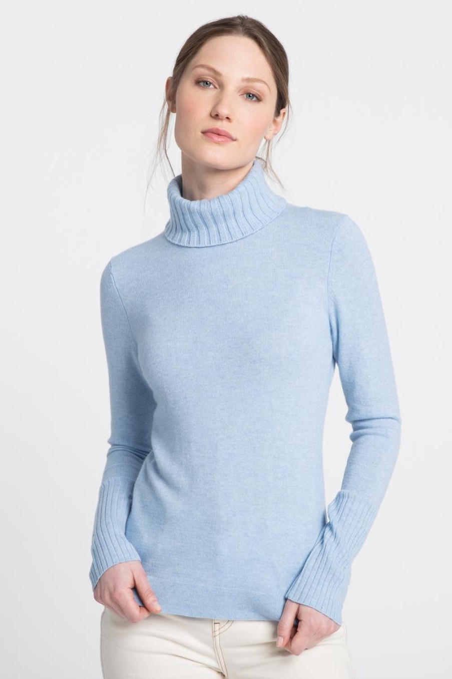 Clearance Kinross Cashmere Chunky Trim T-Neck