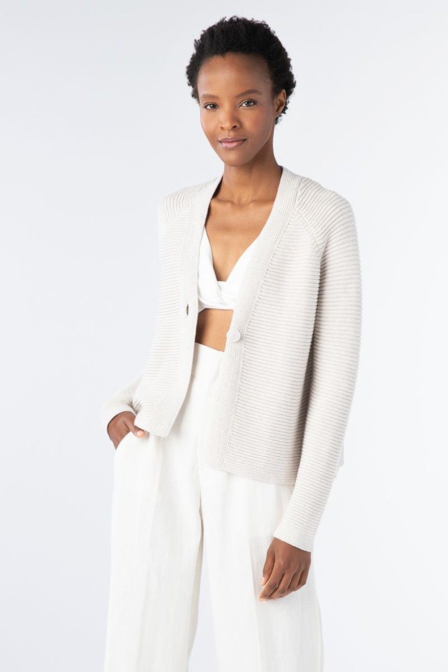 Best Kinross Cashmere Garter Button Cardigan