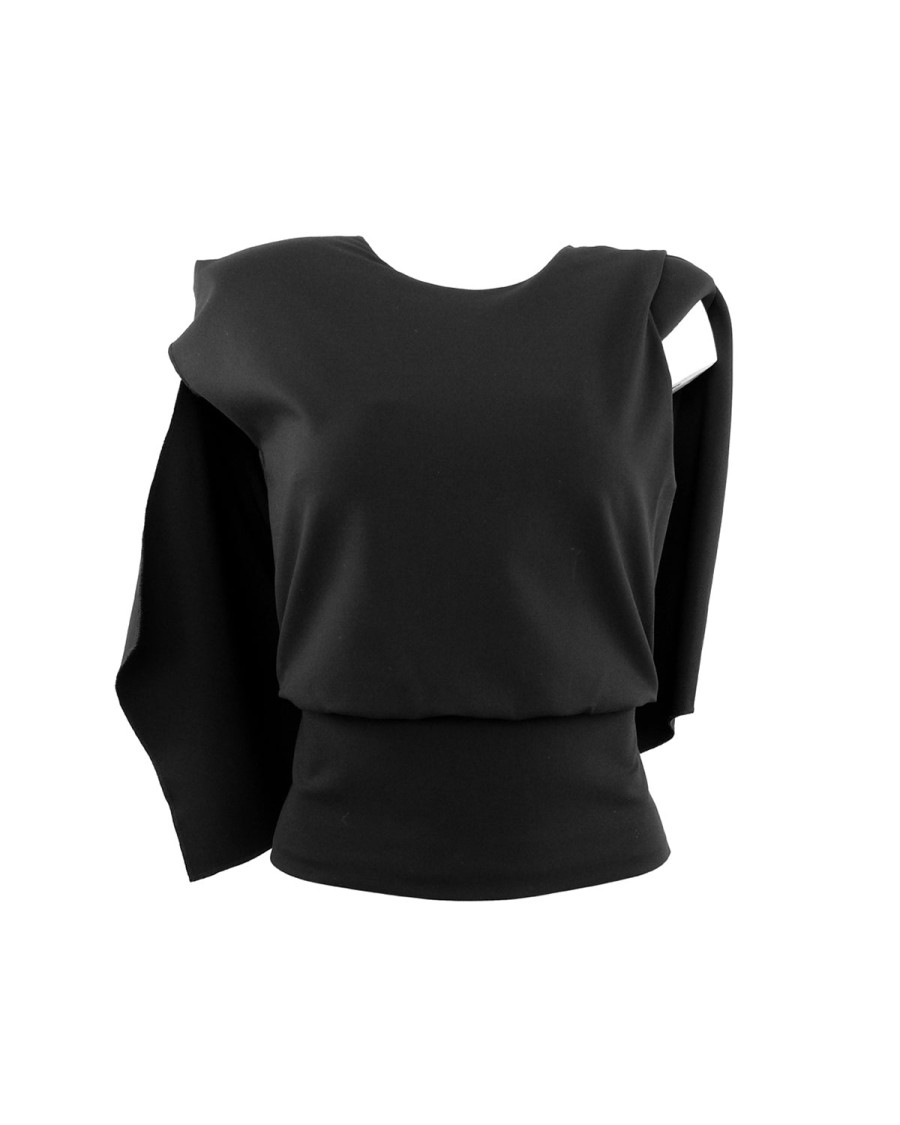 Hot THEO The Label Gaia Backless Draped Top Black