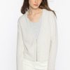 New Kinross Cashmere Crop Lurex Trim Zip Cardigan